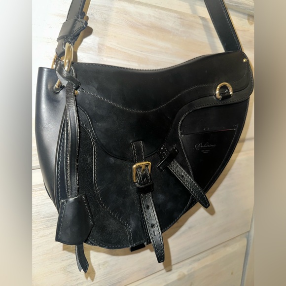 Handbags - Boldrini selleria -Black Sveva Italian leather saddle bag